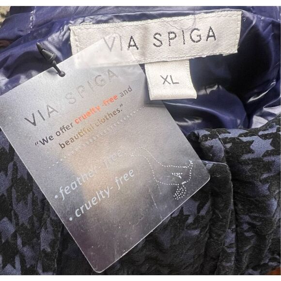 Via Spiga Water Repellent Houndstooth Flocked Puffer Coat NWT Size XLarge - Picture 11 of 12